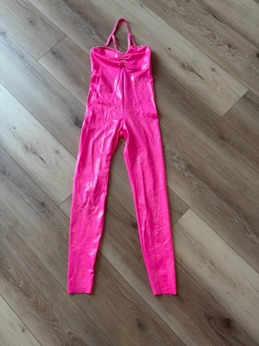 CUSTOM Neon Pink Holographic Shimmer Unitard Jazz Hip Hop Dance Costume
